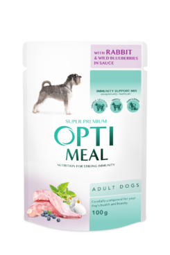 OPTIMEAL su triušiena ir mėlynėmis, padaže