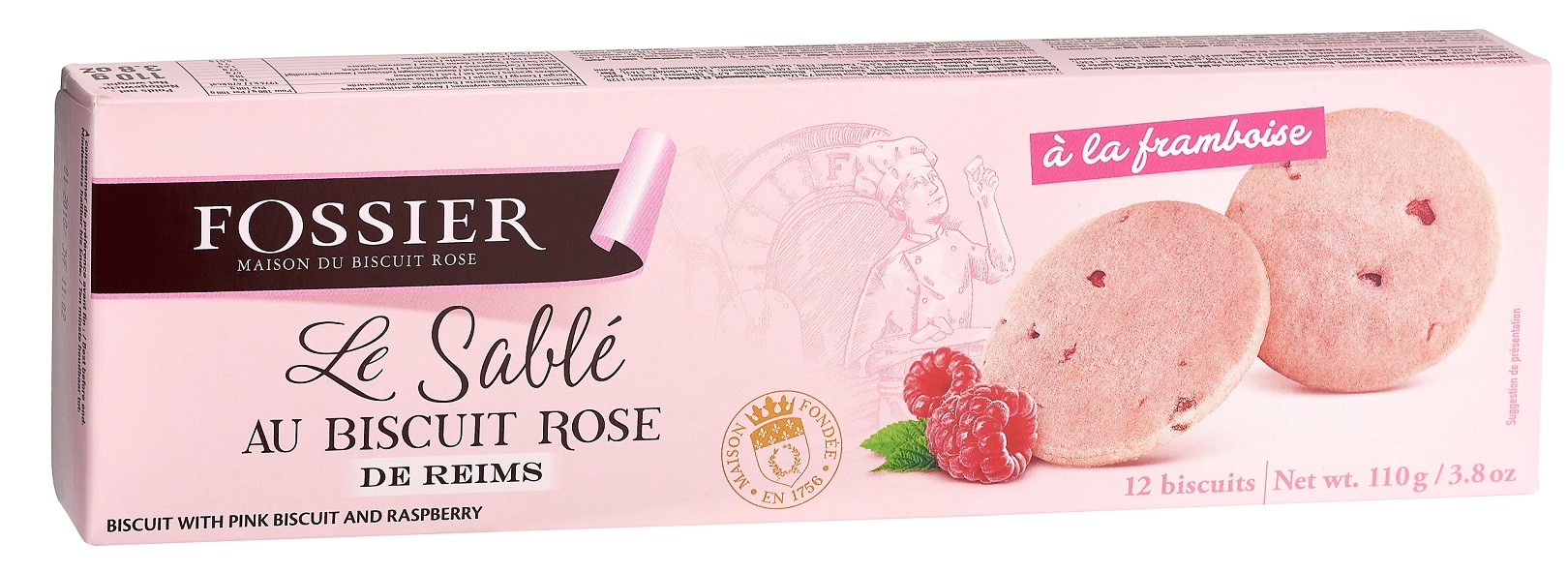FOSSIER Le Sablé au Biscuit Rose su avietėmis