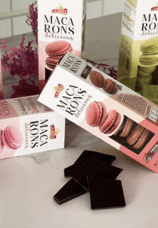 LA MOLE Sausainiai Macarons braškių skonio