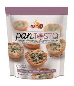 PANTOSTO Skrudintos duonelės su česnaku ir pertražolėmis