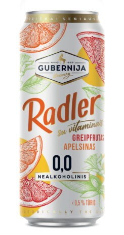 GUBERNIJA Radler greipfrutas apelsinas nealkoholinis