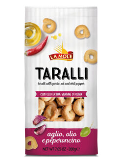 LA MOLE Taralli su česnaku, čili pipiru ir alyvuogių aliejumi