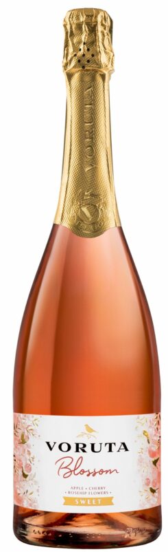 VORUTA Blossom, gazuotas rausvasis vaisių vyno gėrimas (obuolių, vyšnių, erškėtrožių)