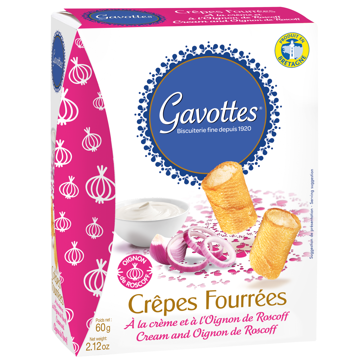 GAVOTTES su grietine ir Roscoff svogūnais