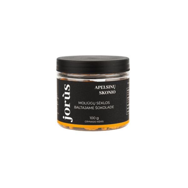 JORUS apelsinų skonio moliūgų sėklos baltajame šokolade