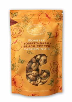 GĖRYBIŲ RAGAS Kepinti anakardžiai  su pomidorais, baziliku ir juodaisiais pipirais