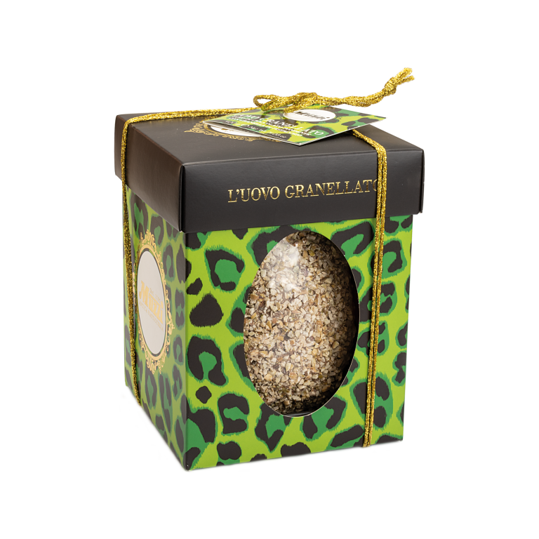 MUZZI juodo šokolado kiaušinis su pistacijų riešutų gabaliukais